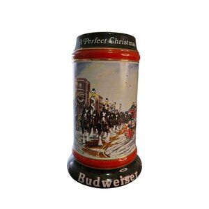 1992 Budweiser Holiday Beer Stein A Perfect Christmas Clydesdale Hitch Ceramarte